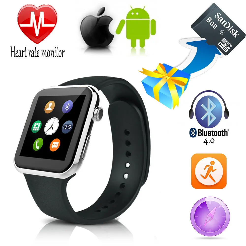 2016 New font b Smartwatch b font A9 Bluetooth Smart watch for Apple iPhone Samsung Android