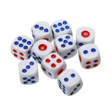 

Promotion 10PCS/set Plastic White 10mm Gaming Dice Standard Six Sided Decider RPG For Birthday Parties Bauble