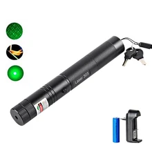 High Power Green Laser Pointer 532nm 5mW 303 Laser Pen Adjustable Starry Head Burning Match lazer With 18650 Battery+Charger