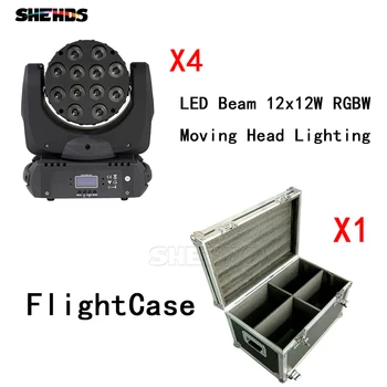 

4pcs/lot With Flight Case LED Beam Moving Head Light 12x12W RGBW 9/16 Channels With DMX Cables Contorller DJ Party Club Lights