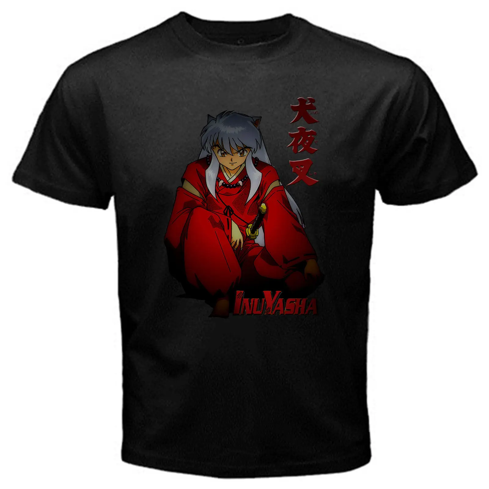 Inuyasha Аниме фильм серии Тип 1 футболка черный Basic Tee | Мужская одежда
