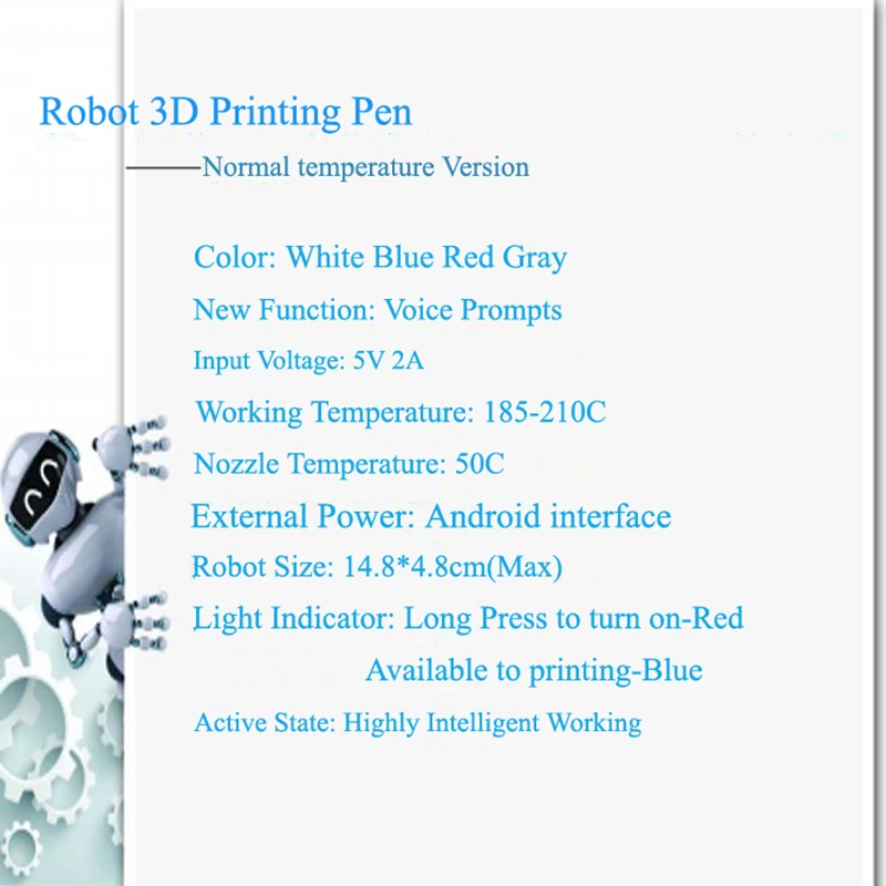 Dikale Робот 3D печать Ручка детская головоломка живопись поставляется с функцией голосовой трансляции 3D печать Ручка 4 цвета выбрать