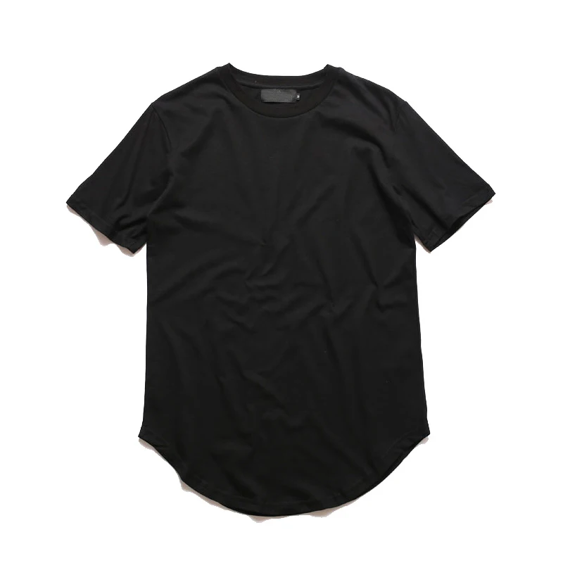 DARK ICON Hip Hop Tshirt Men Urban Extended Curved Hem T-shirt Plain Longline Mens Tee Shirts Justin Bieber Kanye West Clothes