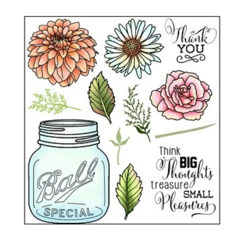

ZhuoAng Beautiful flowers leaves glass bottle Clear Stamps For DIY Scrapbooking/Card Making/Album Decorative Silicon Stamp Craft