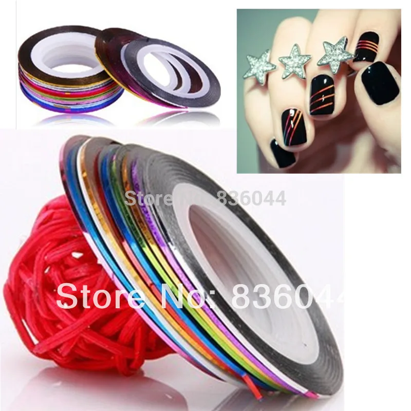 

20PCS Multicolor Rolls Strip Striping Tape Line Wrap Sticker Tips Decoration DIY Nail Art Manicure Professional