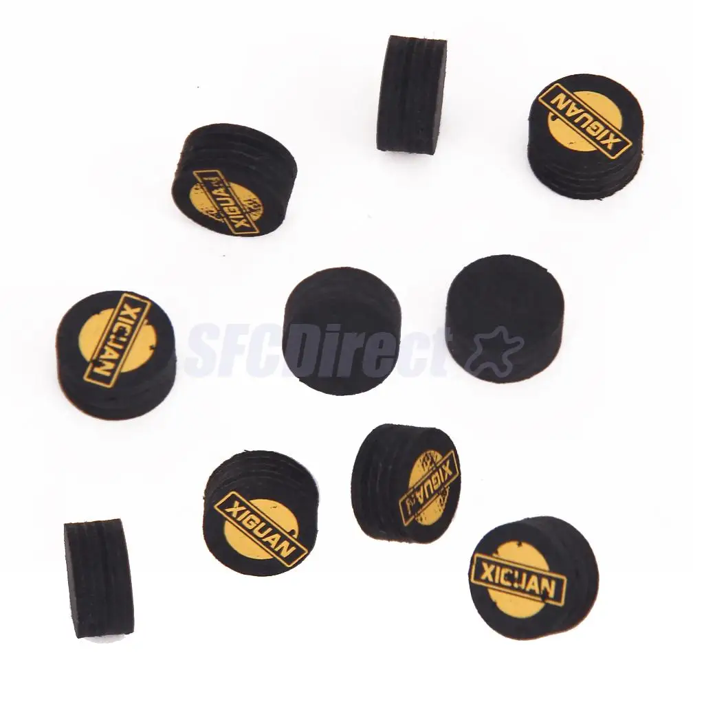 14mm Billiard Pool Cue Tips 10pcs Black Hand-Selected Leather Premium Quality For Snooker Table  Stick Tips Repair Part