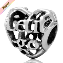 Diy carta corazón de los granos ” Let it be ir “, Original 925 encantos de plata ajustar para pulseras pandora joyería envío gratis