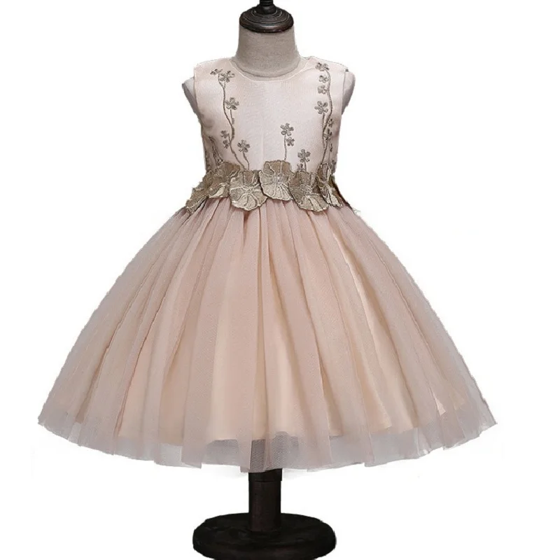

NEW 3-12YRS Flower Girl Dress Embroidery Tull Wedding Kids Boutique 2017 Summer Princess Party Dresses Kids Clothes