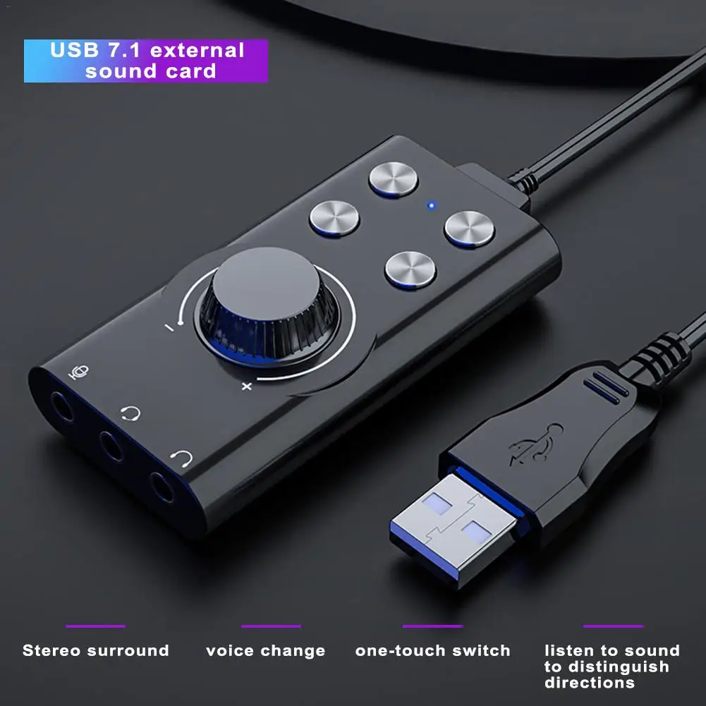 

USB7.1 Sound Card Audio External 3.5MM Microphone Adapter Landscaping for Computer PC Laptop External Sound Card Voice Changer