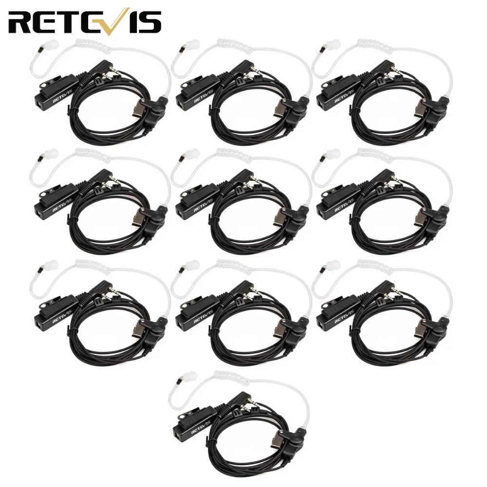 

10pcs RETEVIS 2 PIN Covert Acoustic Tube Earpiece MIC for KENWOOD BAOFENG UV-5R BF-888S RETEVIS H777 TYT Walkie Talkie C9005A