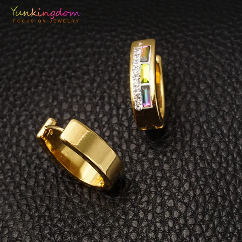 Женские серьги кольца с разноцветными кристаллами Yunkingdom модные ювелирные