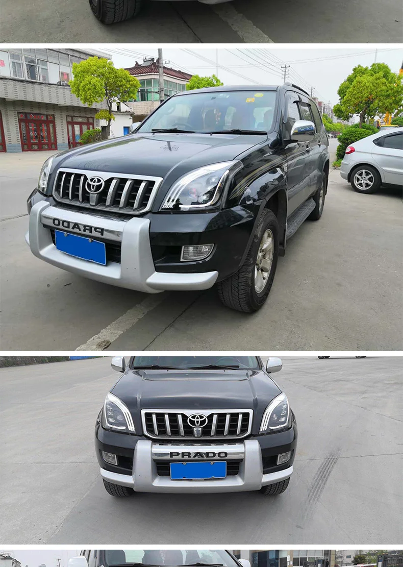 Автомобильный Стайлинг фара для Toyota Prado 2003-2009 все светодиодный фары DRL дневные ходовые огни Би-светодиодный Объектив Аксессуары