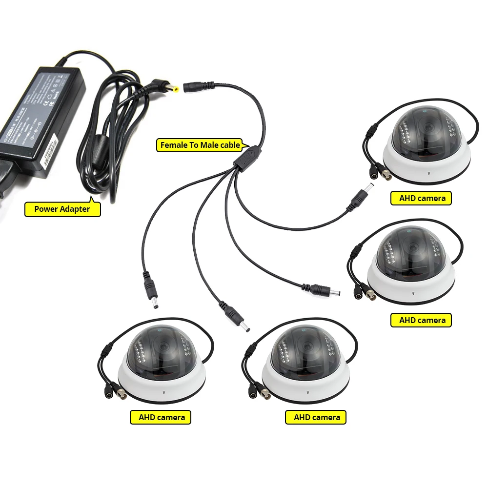 DC мощность 4 способ питания сплиттер кабель 1 Мужской до 4 Женский кабель для безопасности CCTV купольная камера пуля камера 5,5X2,1 мм кабель питания