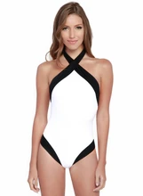One Piece Swimsuit Women 2017 Black White Patchwork Backless Swimwear Bodysuit Bathing Suit Beach Wear maillot de bain M6510