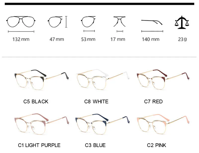 Оптические очки, оправа для женщин, кошачий глаз, металлические ультралегкие очки, женские очки, близорукость, женские очки, кошачий глаз, по рецепту