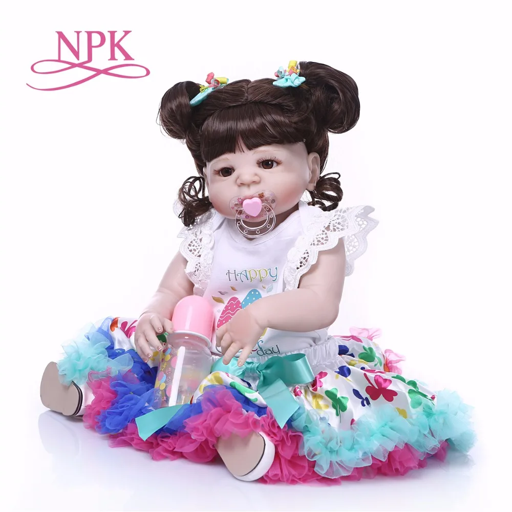 

NPK 57CM New Arrival Baby Girl Reborn Dolls Toy Full Silicone Vinyl Real Life Reborn Alive Doll Hot sale for girls curly hair