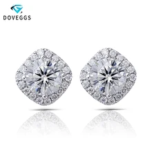 DovEggs Center 0.8ct 6mm F Colorless Halo Moissanite Diamond Stud Earrings For Women Classic 14K White Gold Brilliant Earrings DovEggs Center 0.8ct 6mm F Colorless Halo Moissanite Diamond Stud Earrings For Women Classic 14K White Gold Brilliant Earrings