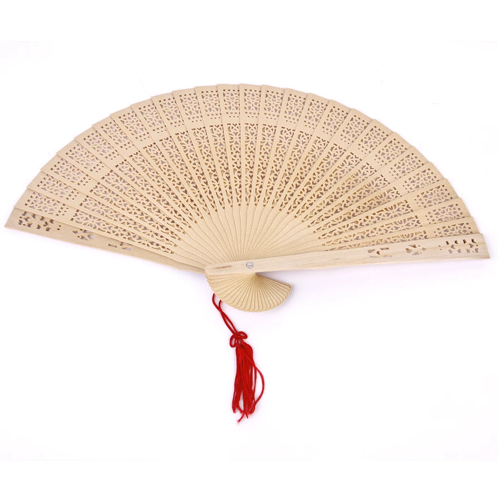 Chinese Japanese Sandalwood Hand Fan Wooden Scented for Wedding Party Cosplay
