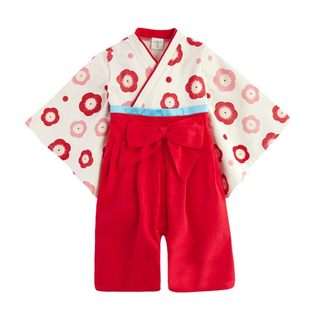7Style Traditional Japanese Style Baby Girls Kimono Rompers Yukata Obi