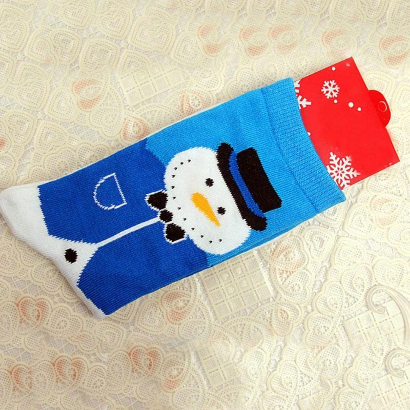 Женские зимние карнавальные длинные носки с рождественским рисунком, теплые хлопковые забавные вязаные носки в подарок