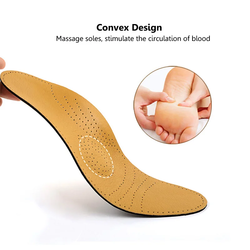 Soumit Leather Orthotic Insole Arch Support Orthopedic Insoles for Flat Foot Correct Insert Men Women Insoles Cowskin Shoes Pads