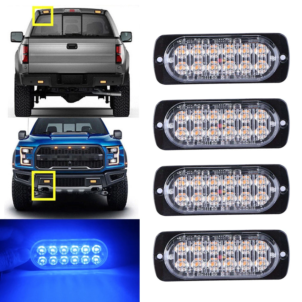 

Blue 12LED Flashing Recovery Strobe Car Emergency Light Grill Breakdown Beacon Warning Hazard 12V