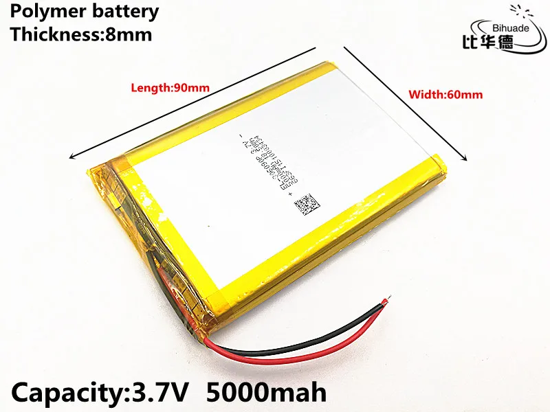 Polímero de Íon de Lítio Bateria de Iões de Lítio para o Brinquedo Banco do Poder Lote Qulity 3.7 v 5000 Mah 806090 Gps Mp3 Mp4 10 Pçs - Bom - Image 3