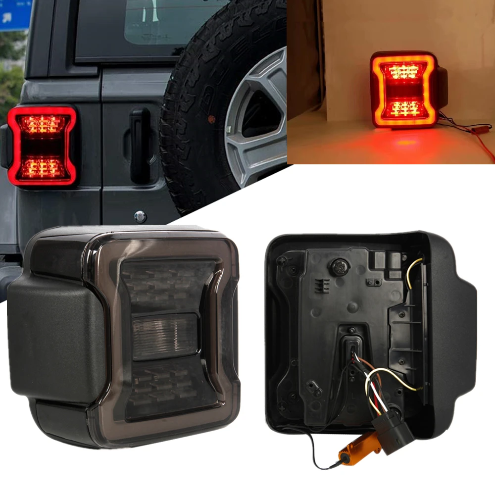  For Jeep Wrangler JL 2018 2019 Taillights Smoked LED Rear Tail Lights With 3rd Brake Light LED Lamp - 33018939818