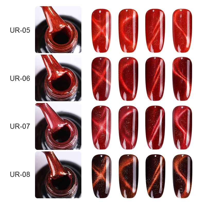 UR SUGAR 3D Flame Fire Red Cat Eye Gel Nail Polish Soak Off Magnetic Gel Varnish Glitter Gel Nail Art Magnet Lacquer UV LED Lamp