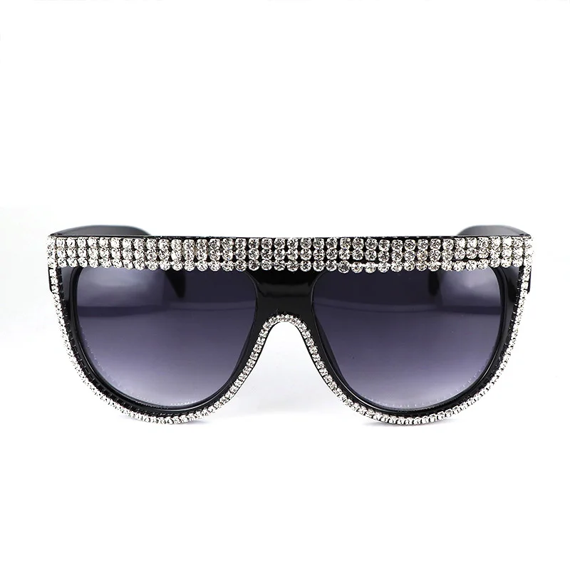 Новые плоские солнцезащитные очки со стразами очки женские квадратные солнцезащитные очки для женщин Модный известный бренд очки gafas de sol - Цвет линз: santiao-white