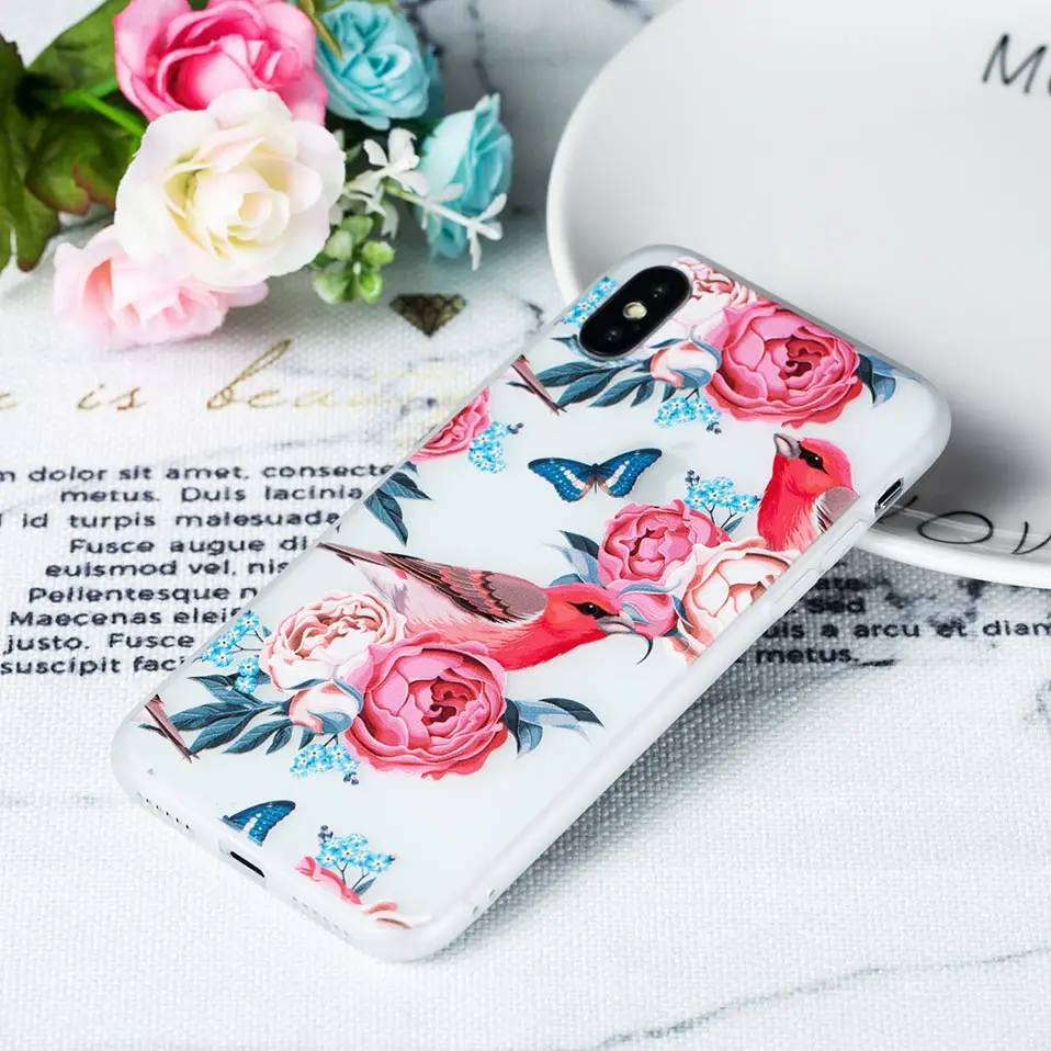 Soft TPU Phone Case For iPhone 6 6S 7 8 Plus Flower Butterfly X plus case Back Cover Capa |