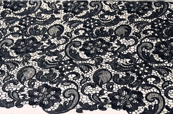 black crocheted net flower lace fabric retro hollowed out classical