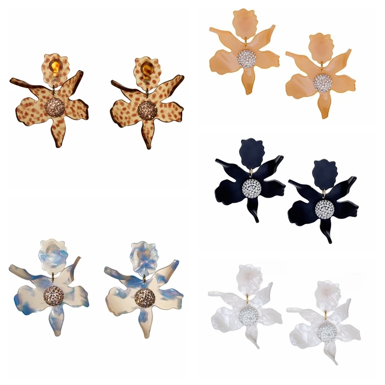 

Europe and the United States fashion jewelry wholesale resin lily flower ear clip earring ornament female