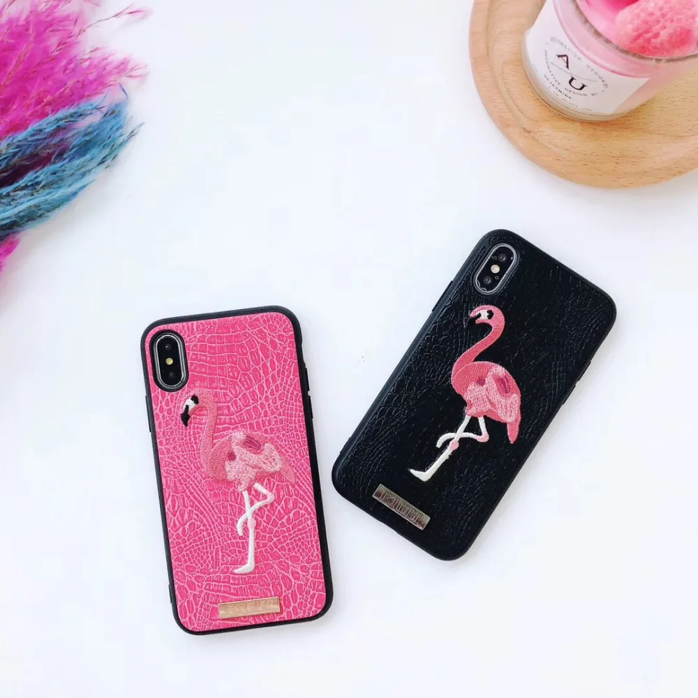 

maosenguoji Crocodile pattern Embroidered flaming funny Mobile Phone Case for iphone 6 6s 6plus 7 7plus 8 plus X 10 fashion case