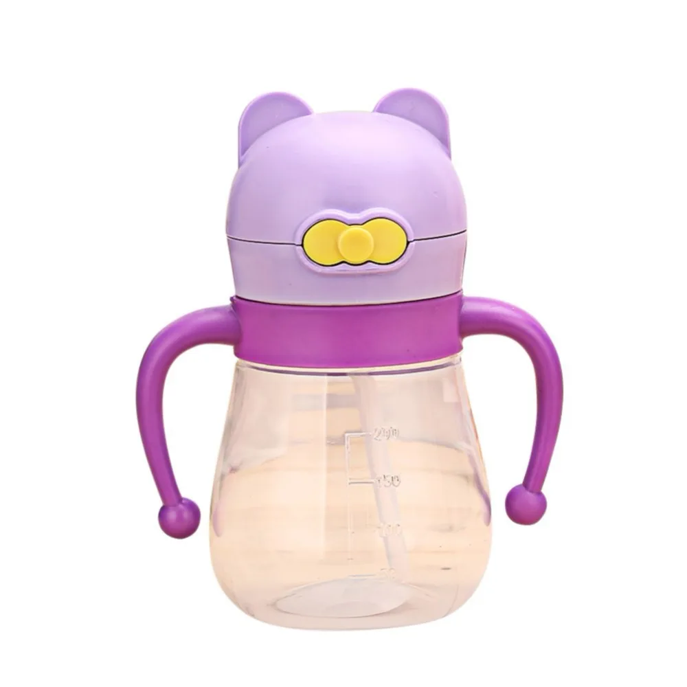 200 мл детская бутылка детская чашка PP Детские тренировочные чашки милая, картонная кошка детская питьевая вода соломенная ручка бутылочка для кормления