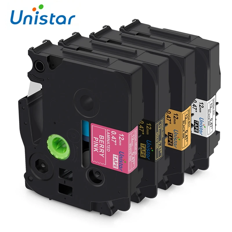 

Unistar 4pcs TZe231 Combo Set Compatible Brother P-touch Tape 12mm TZe-231 TZe-334 TZe-MQP35 TZe-B31 TZ Labels Tape PT-D210