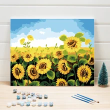 Раскраска по номерам на льняном холсте Ручная нарисованная картина маслом пасторальные цветы для гостиной стены искусства один кусок 40x50 см женщина