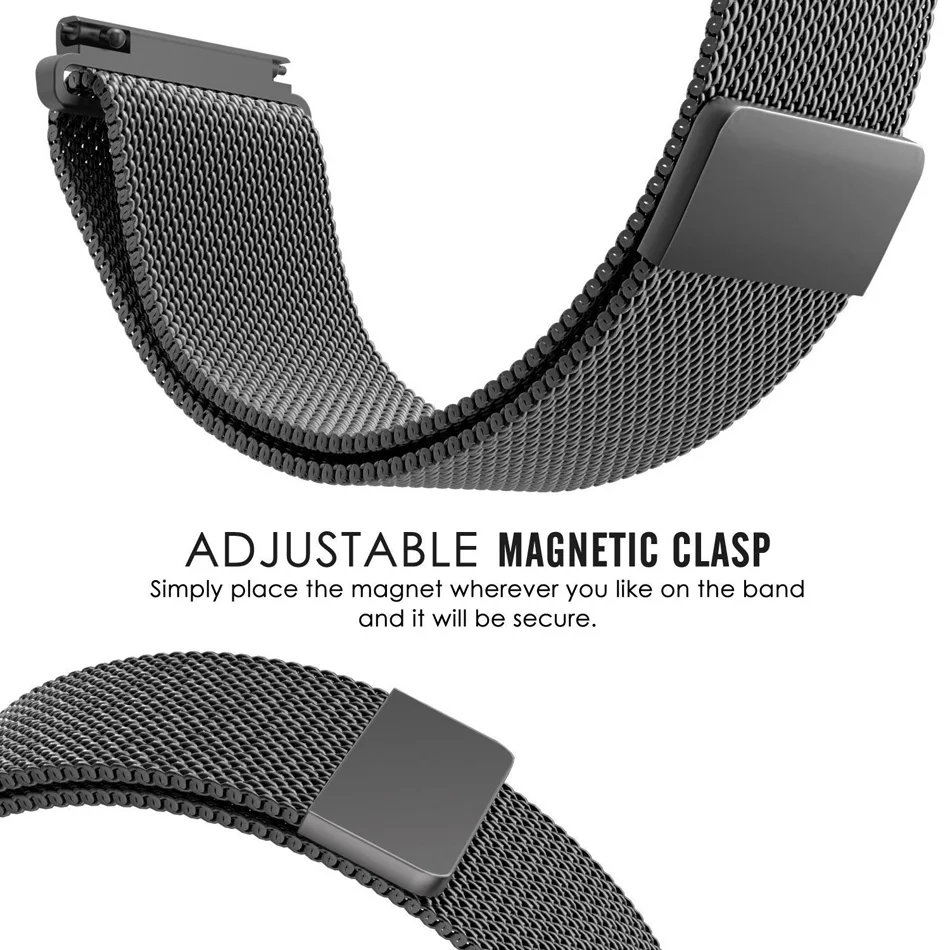 22 мм металлический ремешок из нержавеющей стали для Xiaomi Huami Amazfit Pace браслет ремешок Миланская петля магнитные ремни для Amazfit Stratos 2