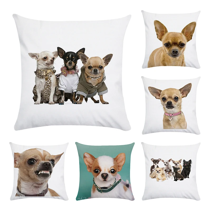 

Pet Animal Cushion Cover Chihuahua dog Printed 45x45cm cotton&Polyester Decorative Pillow Cases Cover Home Sofa Pillowcase CR160