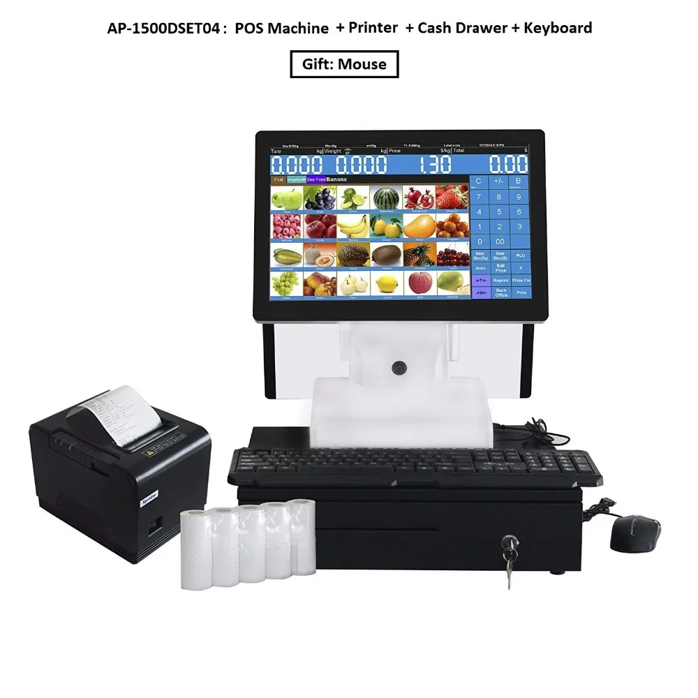 Meetsun AP 1500DSET POS все в одном Системы двойной Сенсорный экран кассовый аппарат +