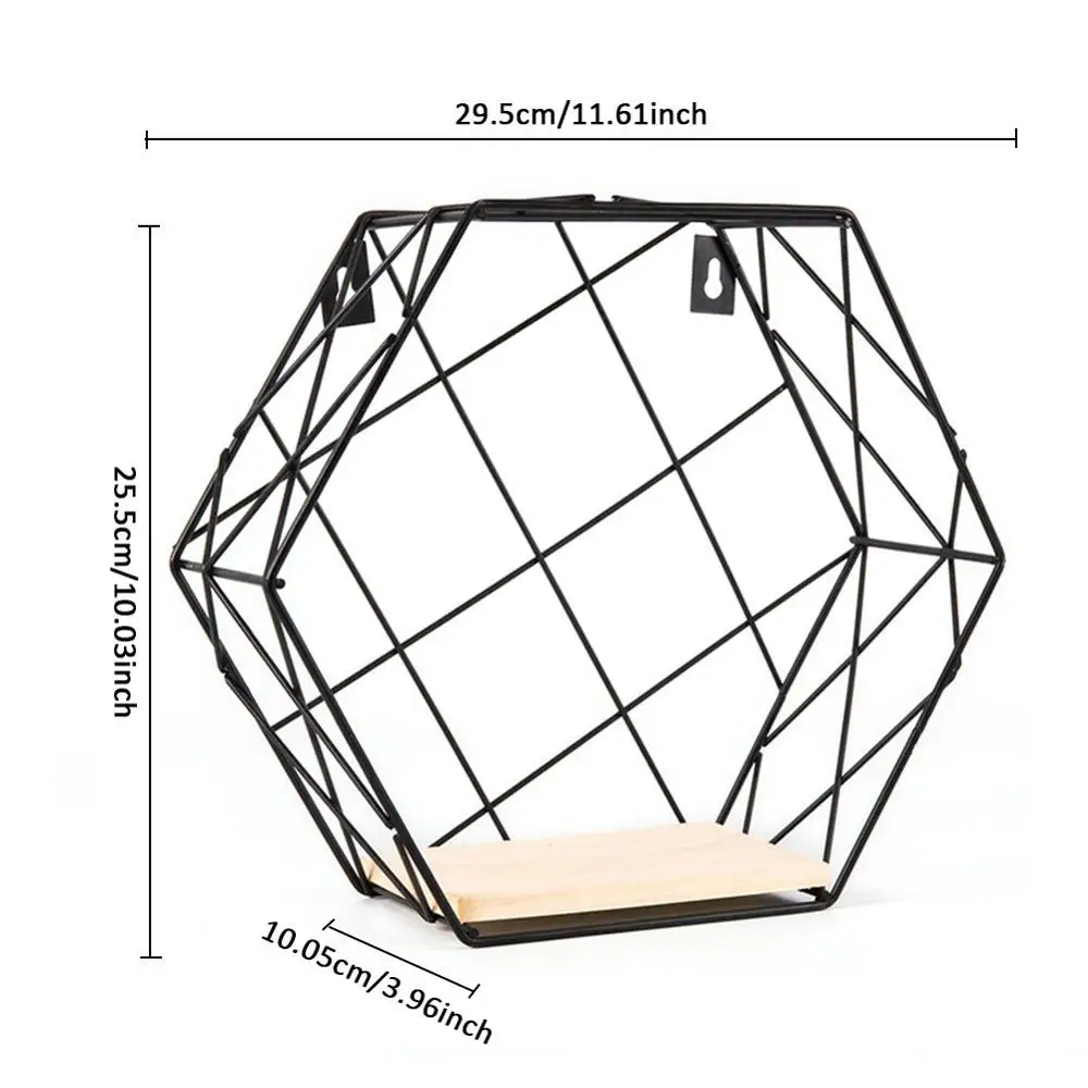 Креативная железная шестиугольная сетка настенная стойка комбинированная настенная подвесная Геометрическая настенная декоративная газетная стойка - Цвет: Тёмно-синий