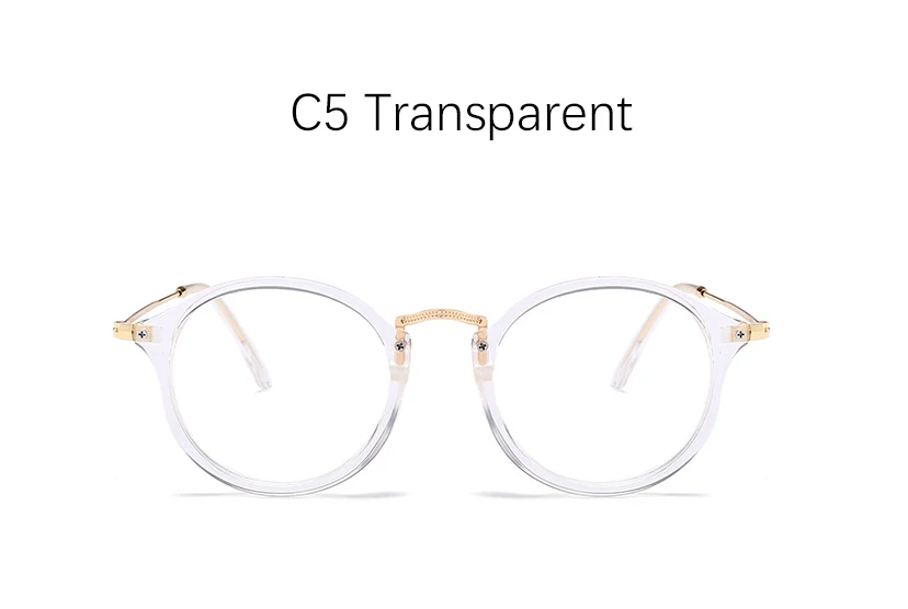 Оптическая оправа, прозрачный синий светильник, очки, оправа Очки для работы за компьютером, круглые прозрачные женские очки, оправа для очков - Цвет оправы: C5 Transparent