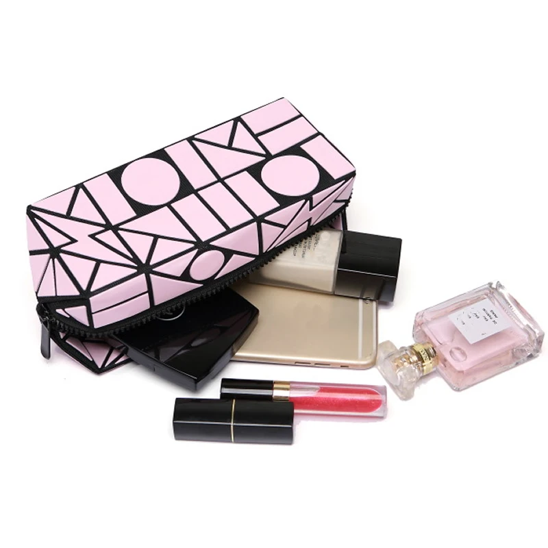 

Women Fashion Cosmetic Bag Lingge PVC Makeup Bag Zipper Make Up Handbag Organizer Storage Case Pouch Toiletry Wash Beauty Box