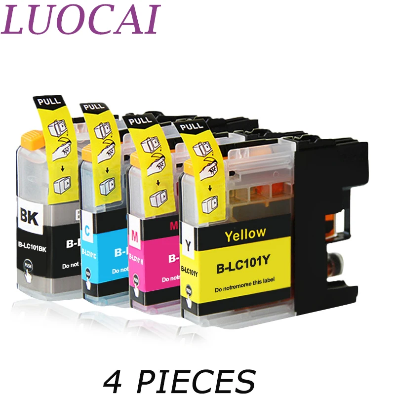 4 шт. LC101 LuoCai совместимые чернильные картриджи для Brother MFC-J285DW J450DW J470DW J475DW J650DW J870DW