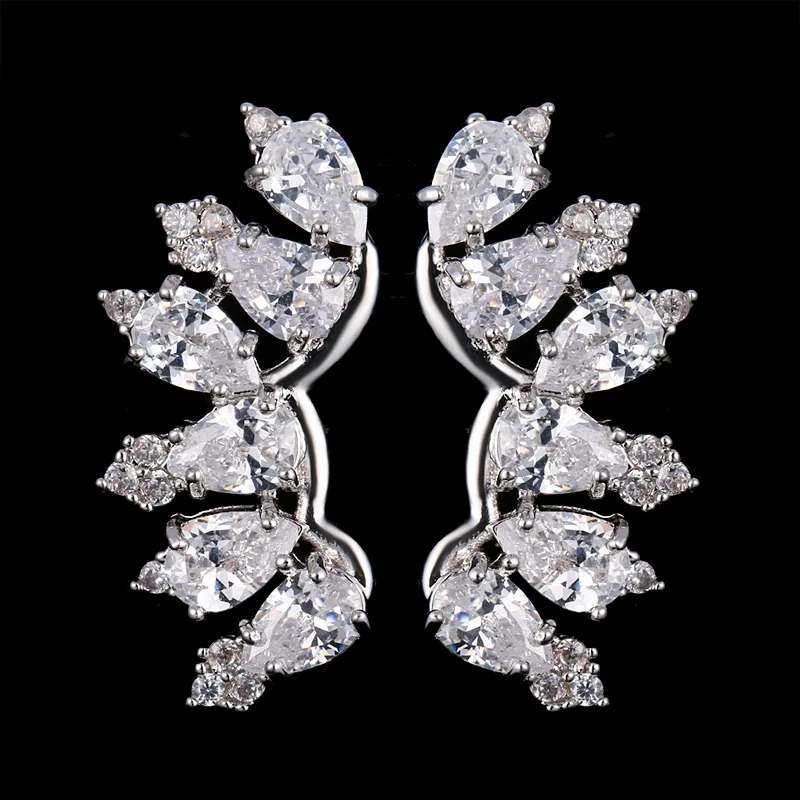 LXOEN богемные сережки-гвоздики серебристого цвета в стиле панк с голубыми кристаллами, серьги с цирконием маркизы, свадебные серьги женские, ювилирные изделия в подарок - Окраска металла: White