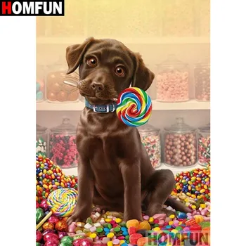 

HOMFUN Full Square/Round Drill 5D DIY Diamond Painting "Animal dog sugar" 3D Embroidery Cross Stitch 5D Home Decor gift A17245