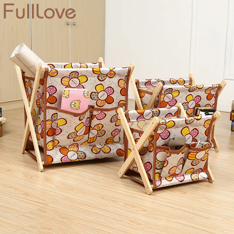 

FullLove Floral Printed Wooden Storage Holder Clothes Underwear Jewelry Cosmetic Organizer Box Newspaper Rack Home Organization
