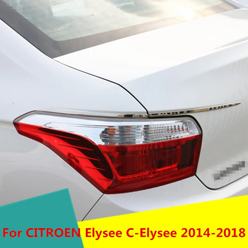 

Car Rear Fog Lights Covers Decoration Lamp Frame Trim ABS Chrome Car Styling Exterior For CITROEN Elysee C-Elysee 2014-2018