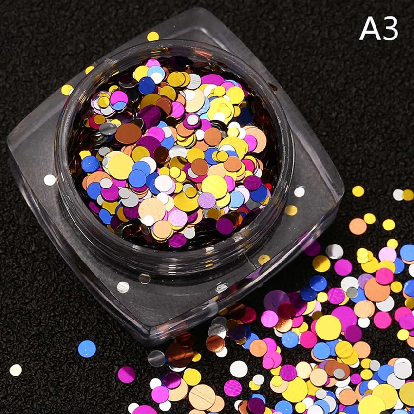 Nail foil 1.5g Hot Fashion Mixed Mini Round Thin Nail Art Glitter Paillette Nail Tip Bottle Gel adesivi unghie 0108 X0424 1 10