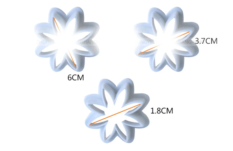 3 шт. Хризантема цветок пластиковая форма для вырезания формы для торта помадка форма помадка инструменты для украшения торта sugarcraft